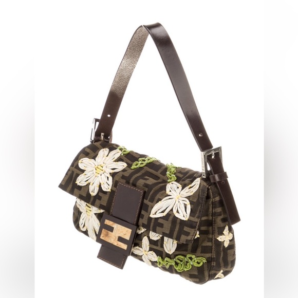 Fendi Floral Embroidered Zucca Baguette - Picture 3 of 6